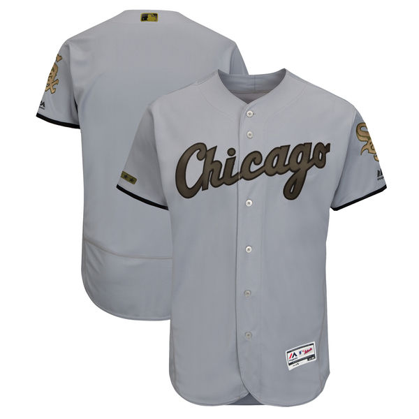 Men's Chicago White Sox Blank Gray 2018 Memorial Day Flexbase Stitched MLB Jersey